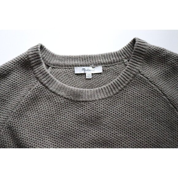 Madewell Women's Size XXS Olive Green Pullover Sweater Waffle Knit Open Back Top - Picture 2 of 6